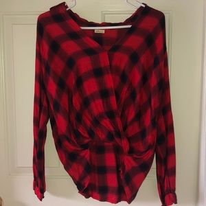 Hollister Plaid Wrap Front Shirt